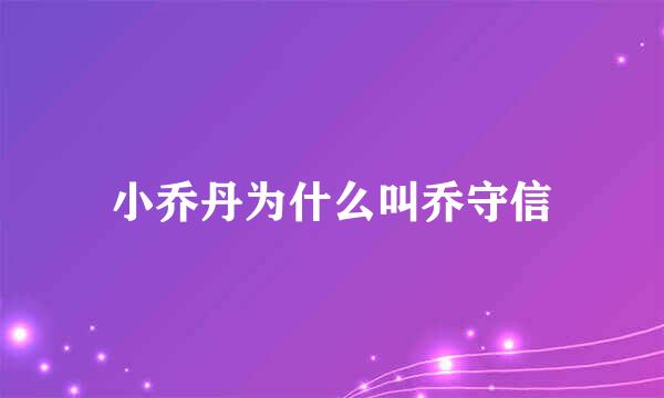 小乔丹为什么叫乔守信