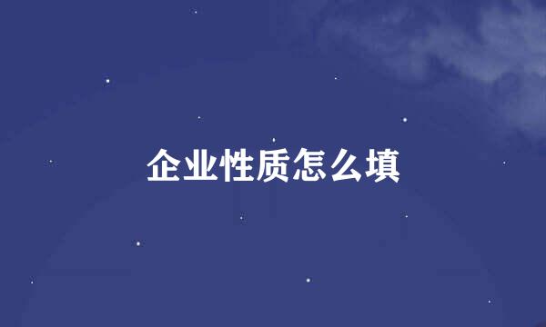 企业性质怎么填