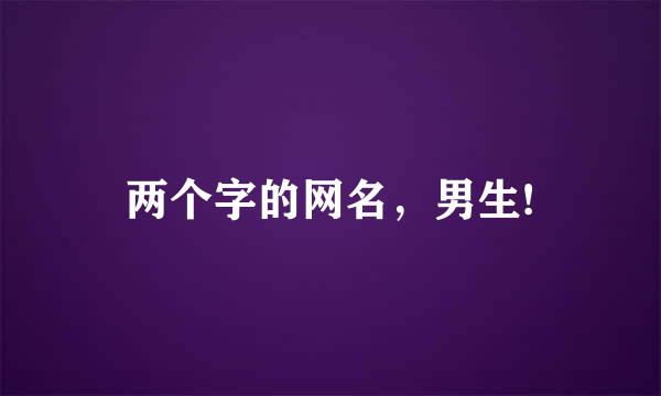 两个字的网名，男生!