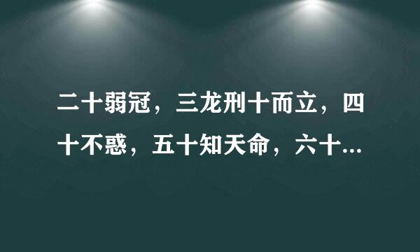 二十弱冠，三龙刑十而立，四十不惑，五十知天命，六十花甲，七十古稀，八十耄耋是什么意思啊!