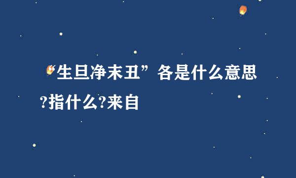 “生旦净末丑”各是什么意思?指什么?来自