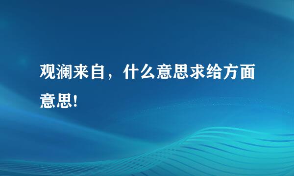 观澜来自，什么意思求给方面意思!