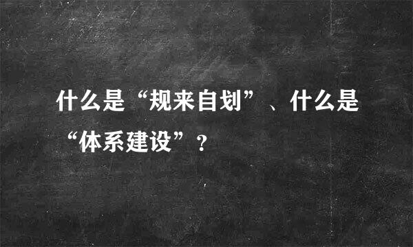 什么是“规来自划”、什么是“体系建设”？