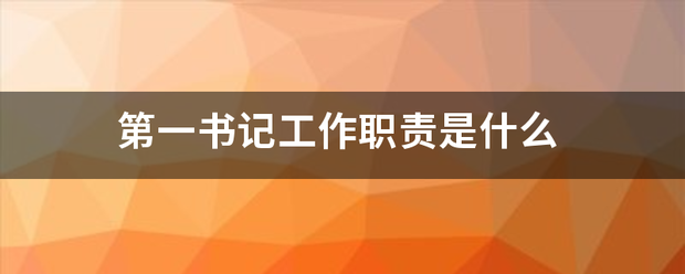 第一书记工作职责是什么