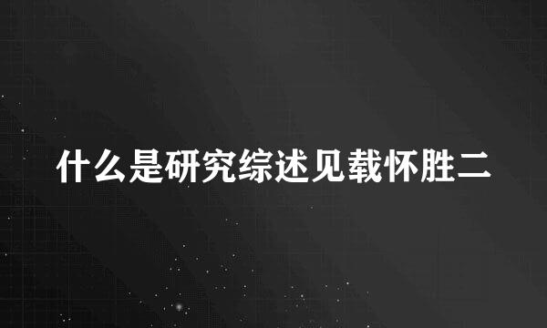 什么是研究综述见载怀胜二