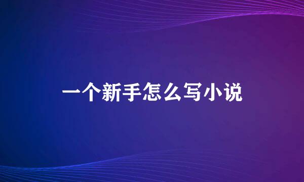 一个新手怎么写小说