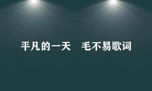 平凡的一天 毛不易歌词