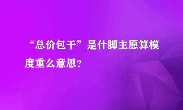 “总价包干”是什脚主愿算模度重么意思？