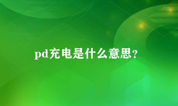 pd充电是什么意思？