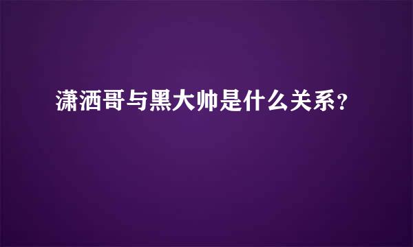 潇洒哥与黑大帅是什么关系？