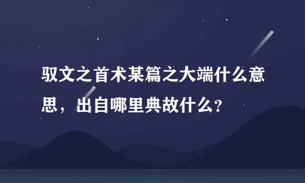 驭文之首术某篇之大端什么意思，出自哪里典故什么？