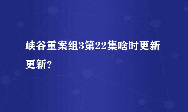 峡谷重案组3第22集啥时更新更新？