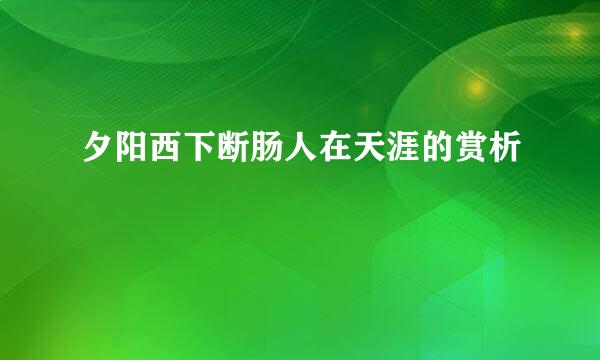 夕阳西下断肠人在天涯的赏析