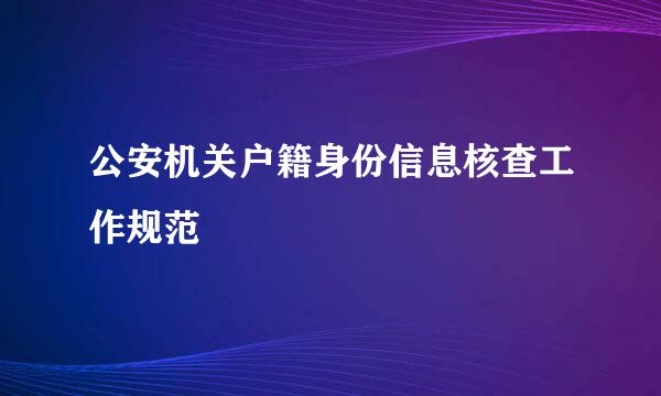 公安机关户籍身份信息核查工作规范