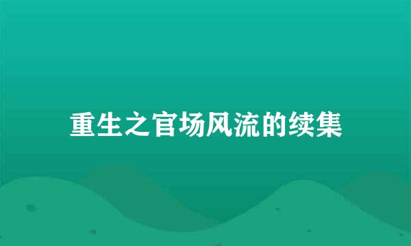 重生之官场风流的续集