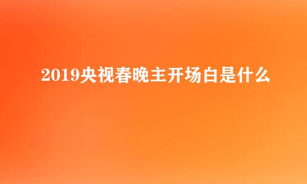 2019央视春晚主开场白是什么