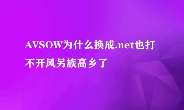 AVSOW为什么换成.net也打不开风另族高乡了