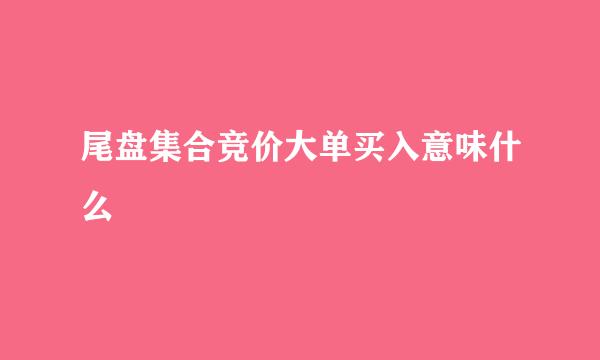 尾盘集合竞价大单买入意味什么