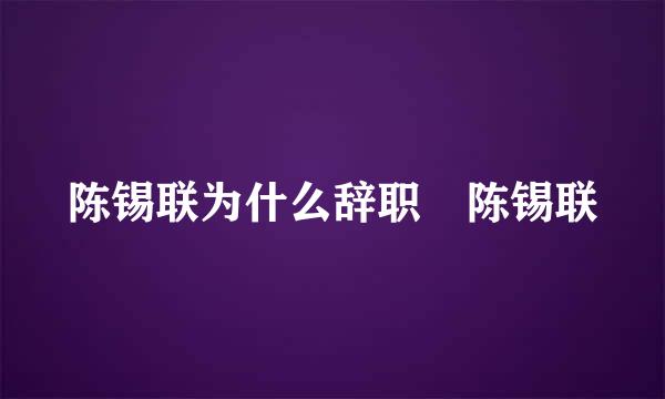 陈锡联为什么辞职 陈锡联