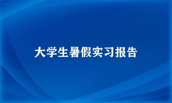 大学生暑假实习报告