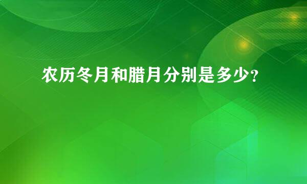 农历冬月和腊月分别是多少？