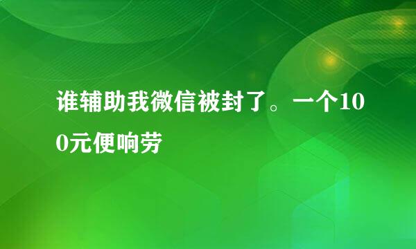 谁辅助我微信被封了。一个100元便响劳