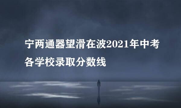 宁两通器望滑在波2021年中考各学校录取分数线