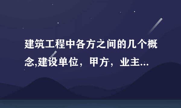 建筑工程中各方之间的几个概念,建设单位，甲方，业主，发包方各有什么区别