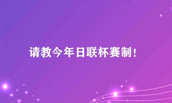 请教今年日联杯赛制！