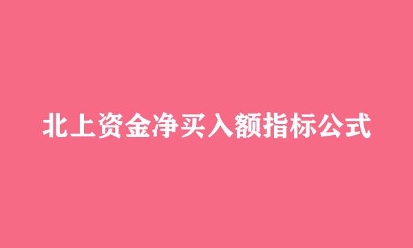 北上资金净买入额指标公式