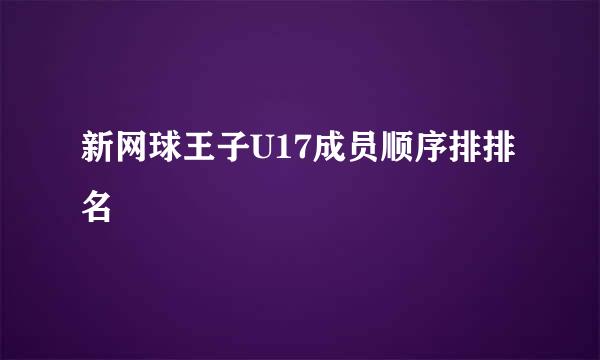 新网球王子U17成员顺序排排名