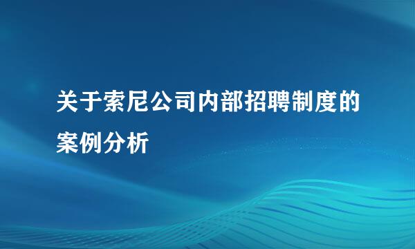 关于索尼公司内部招聘制度的案例分析