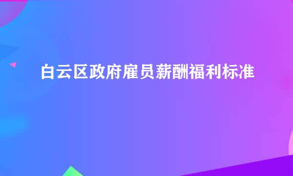 白云区政府雇员薪酬福利标准