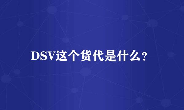 DSV这个货代是什么？