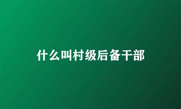 什么叫村级后备干部