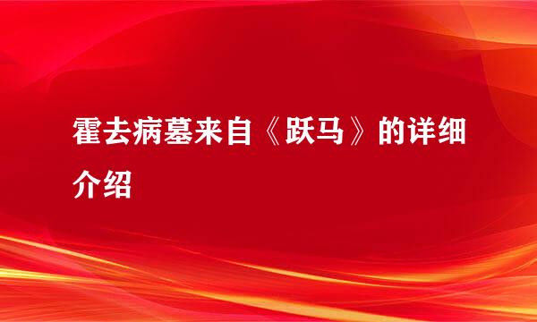 霍去病墓来自《跃马》的详细介绍