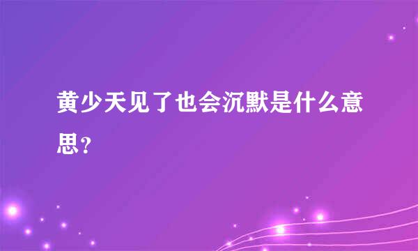 黄少天见了也会沉默是什么意思？