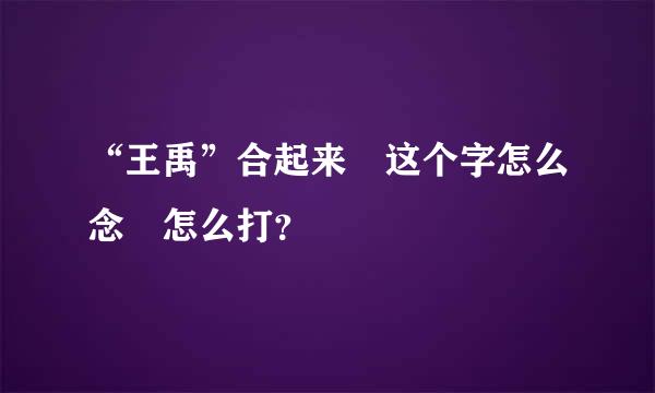 “王禹”合起来 这个字怎么念 怎么打？