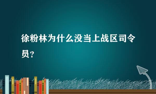 徐粉林为什么没当上战区司令员？