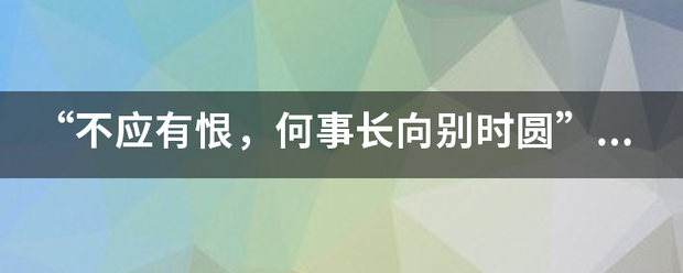 “不应有恨，何事长向别时圆”是什么意思？