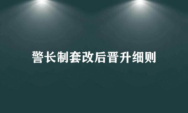 警长制套改后晋升细则