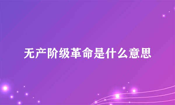 无产阶级革命是什么意思