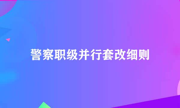 警察职级并行套改细则