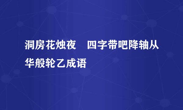 洞房花烛夜 四字带吧降轴从华般轮乙成语