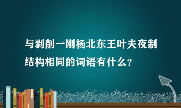 与剥削一刚杨北东王叶夫夜制结构相同的词语有什么？