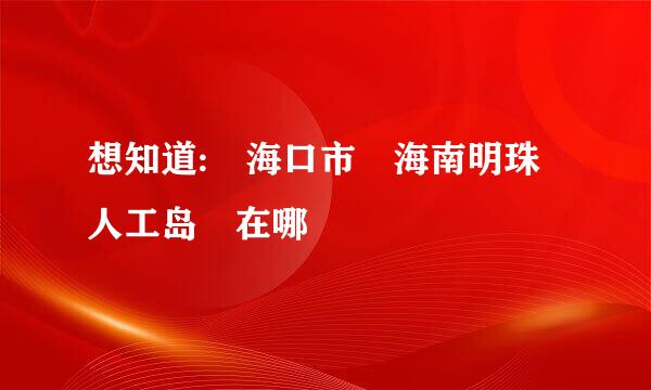 想知道: 海口市 海南明珠人工岛 在哪