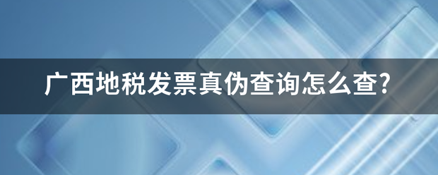 广西地税发票真伪查询怎么查?