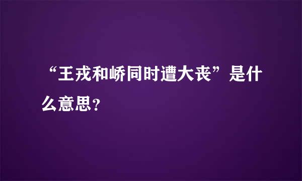 “王戎和峤同时遭大丧”是什么意思？