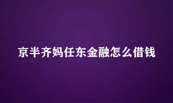 京半齐妈任东金融怎么借钱