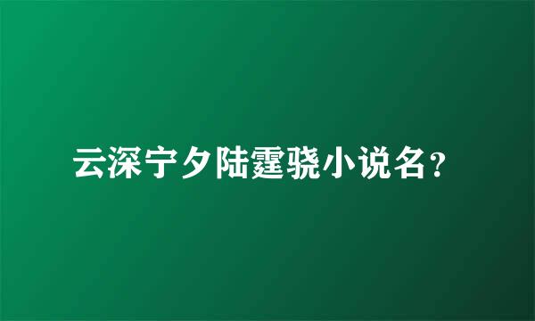 云深宁夕陆霆骁小说名？